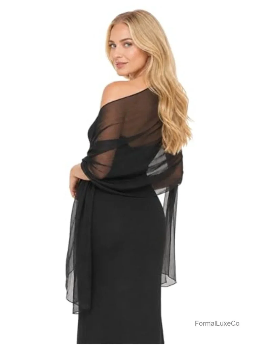 Sheer Chiffon Evening Shawl Wrap for Women Wedding Bridal Scarf